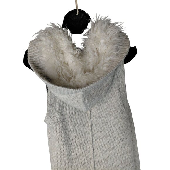Gap Womens Knit Hooded Vest With Faux Fur Accent Size M - Picture 7 of 8